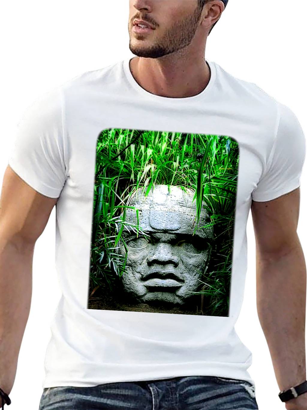 Olmec Head Tee - Ancient Sculpture Graphic T-Shirt