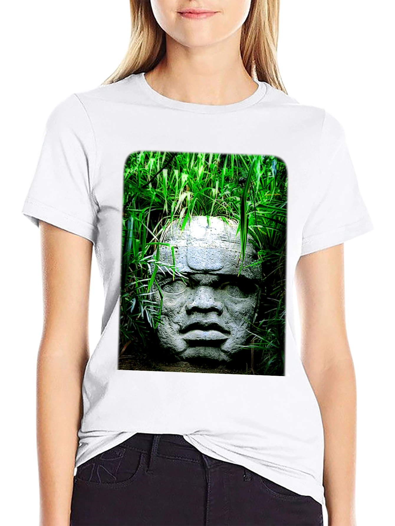Olmec Head Tee - Ancient Sculpture Graphic T-Shirt