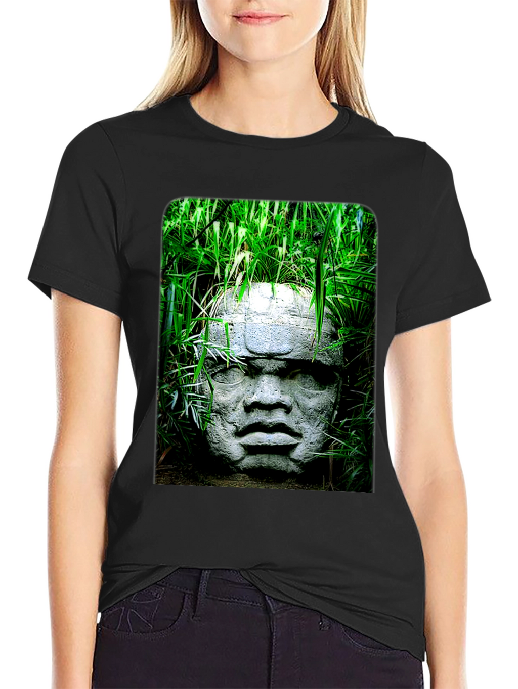 Olmec Head Tee - Ancient Sculpture Graphic T-Shirt