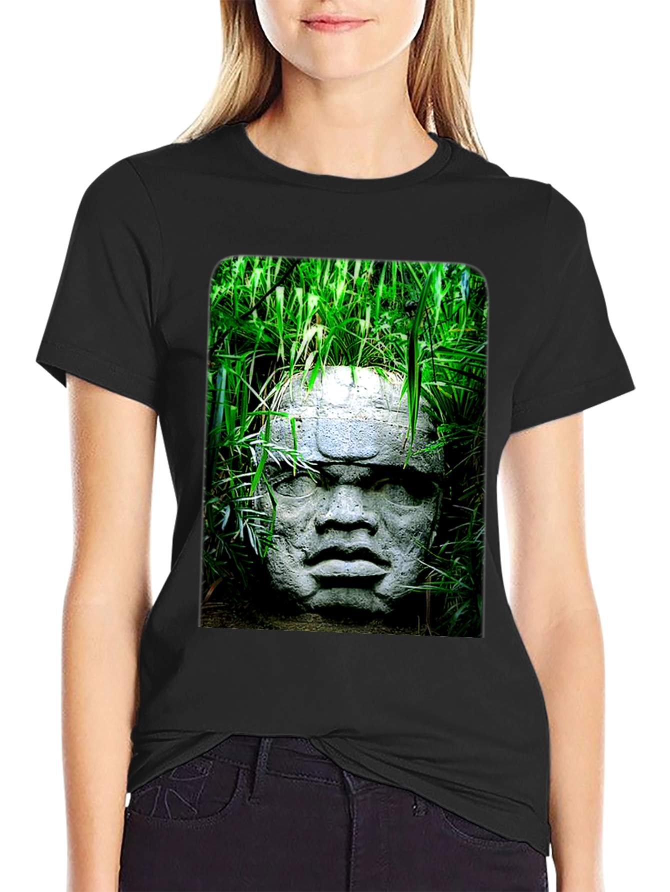 Olmec Head Tee - Ancient Sculpture Graphic T-Shirt
