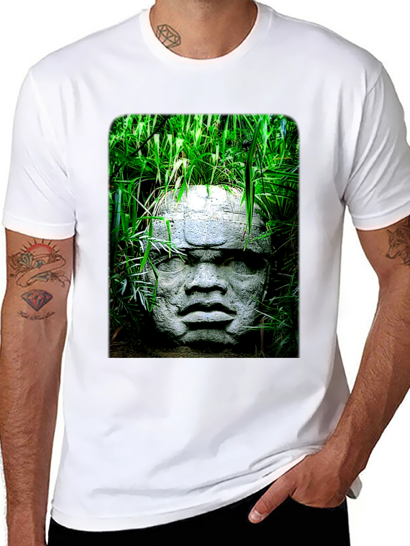 Olmec Head Tee - Ancient Sculpture Graphic T-Shirt