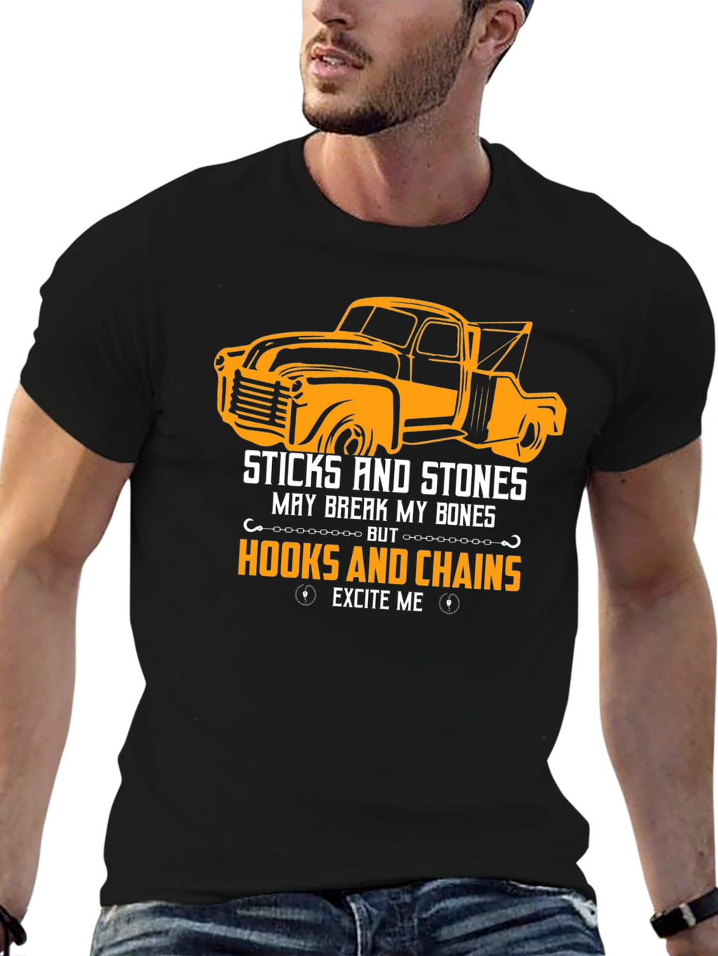 Truck & Hooks T-Shirt: Sticks and Stones Excite Me