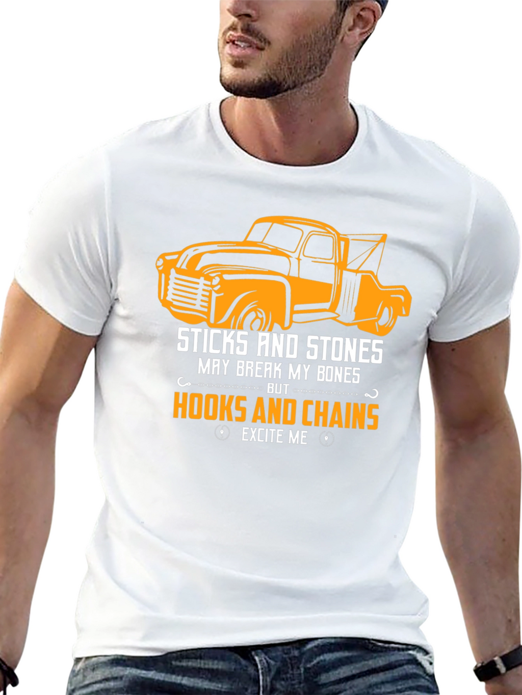 Truck & Hooks T-Shirt: Sticks and Stones Excite Me