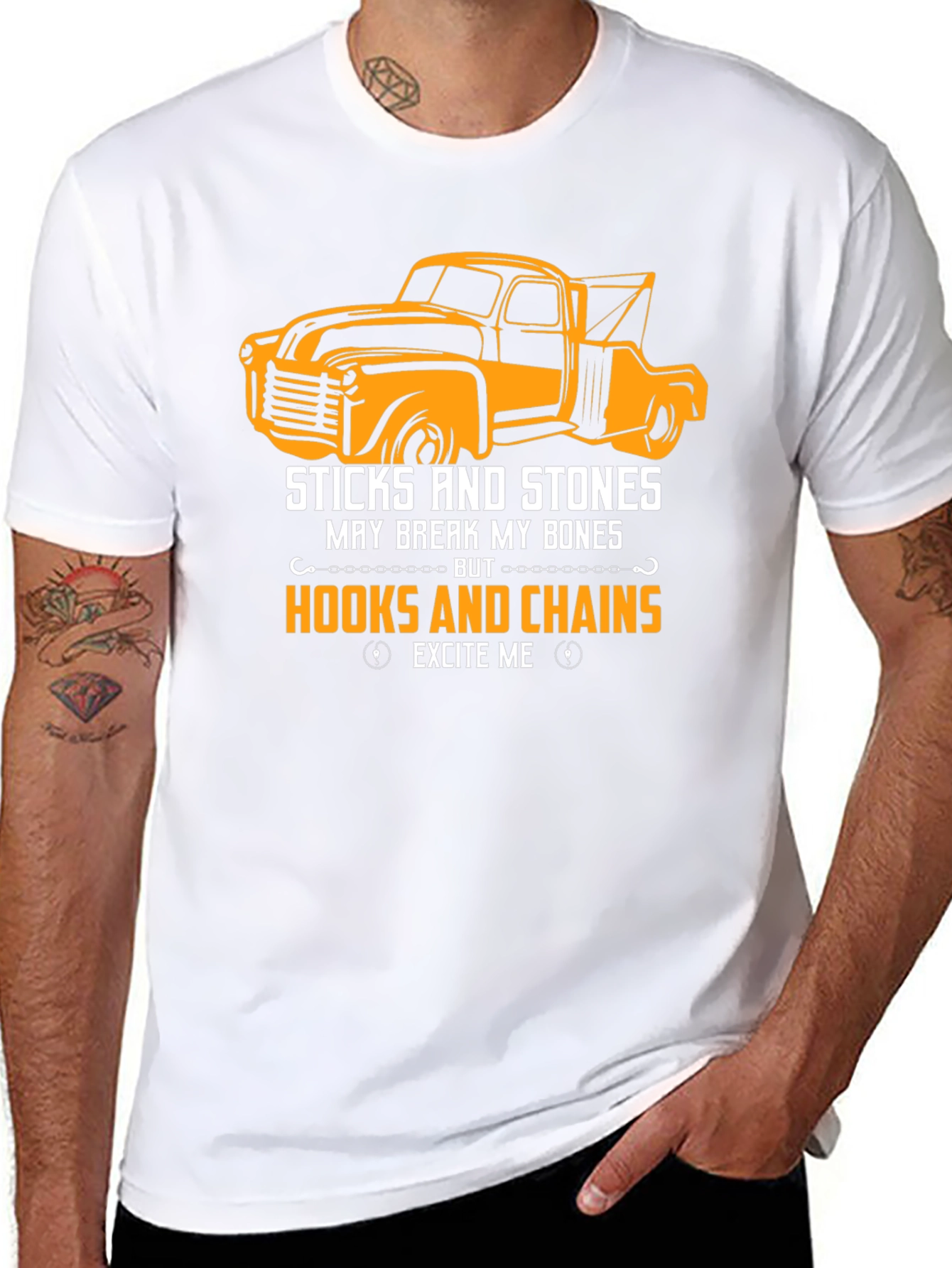Truck & Hooks T-Shirt: Sticks and Stones Excite Me