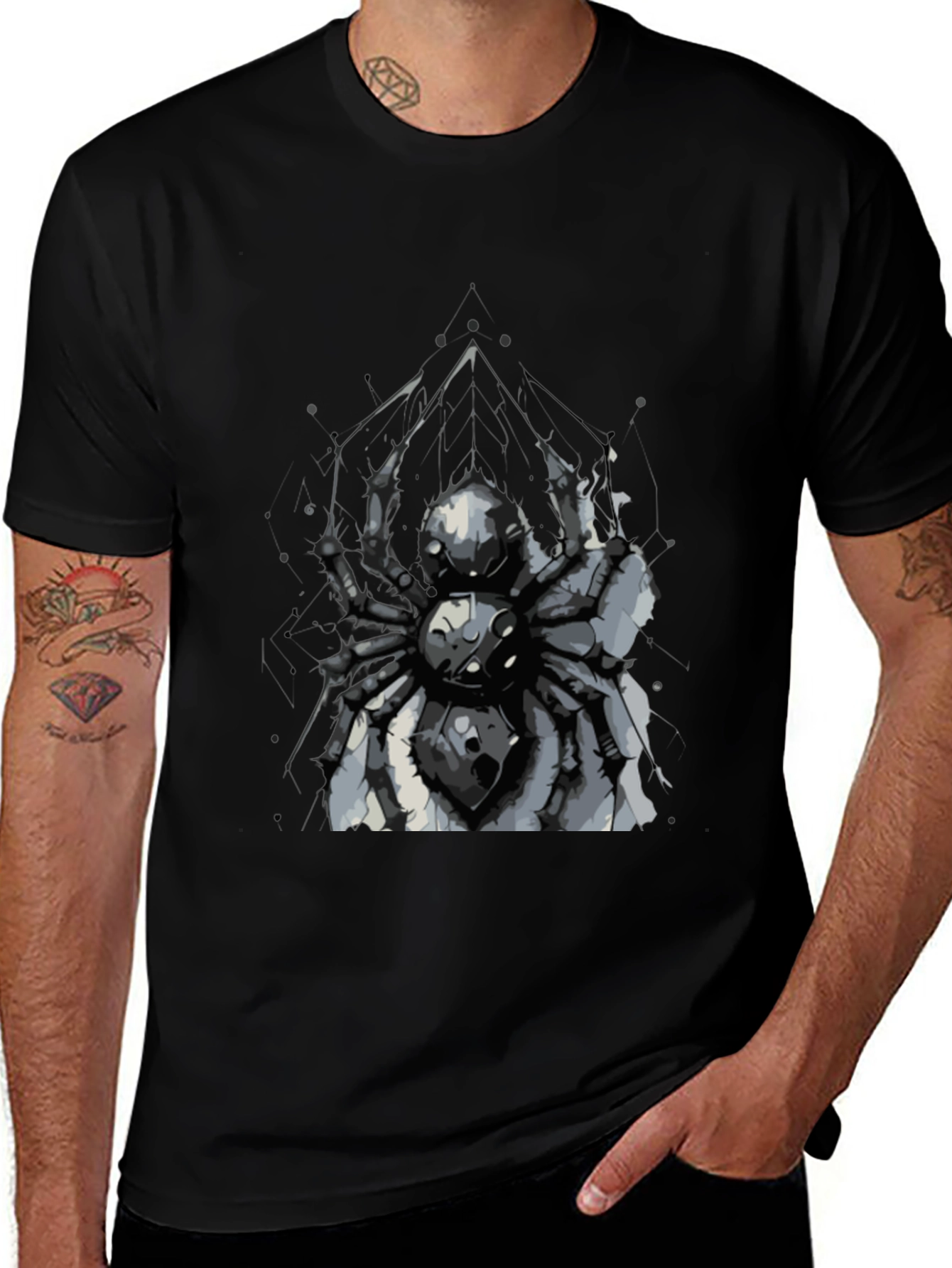Spider Graphic Print Black T-Shirt