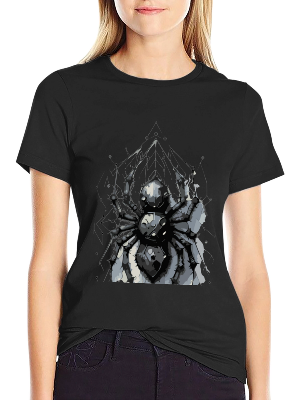 Spider Graphic Print Black T-Shirt