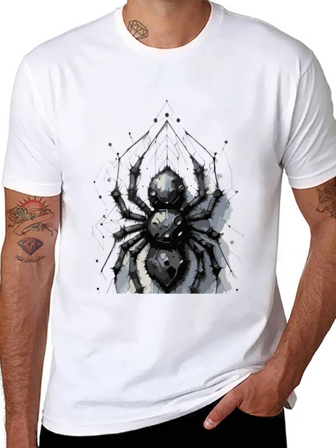 Spider Graphic Print Black T-Shirt