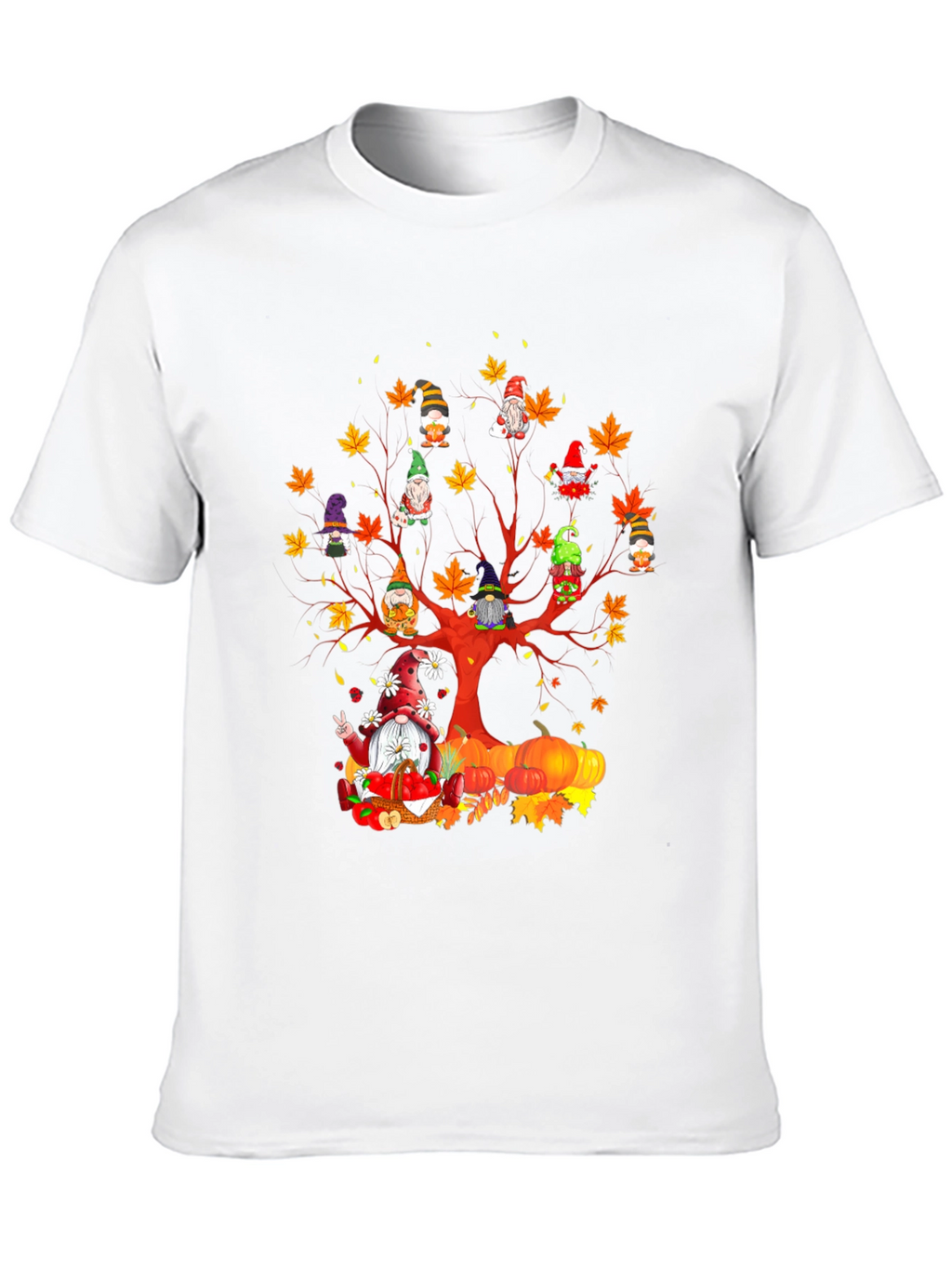 Fall Gnomes T-Shirt - Autumn Harvest Tree Design