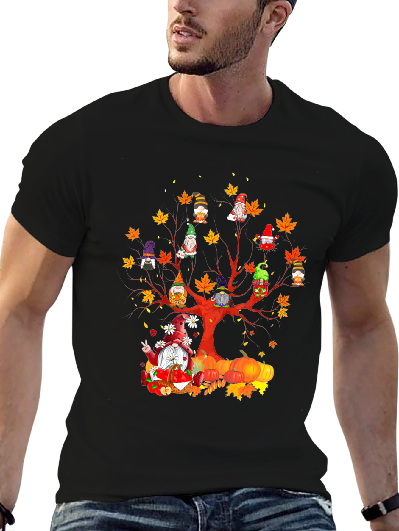 Fall Gnomes T-Shirt - Autumn Harvest Tree Design