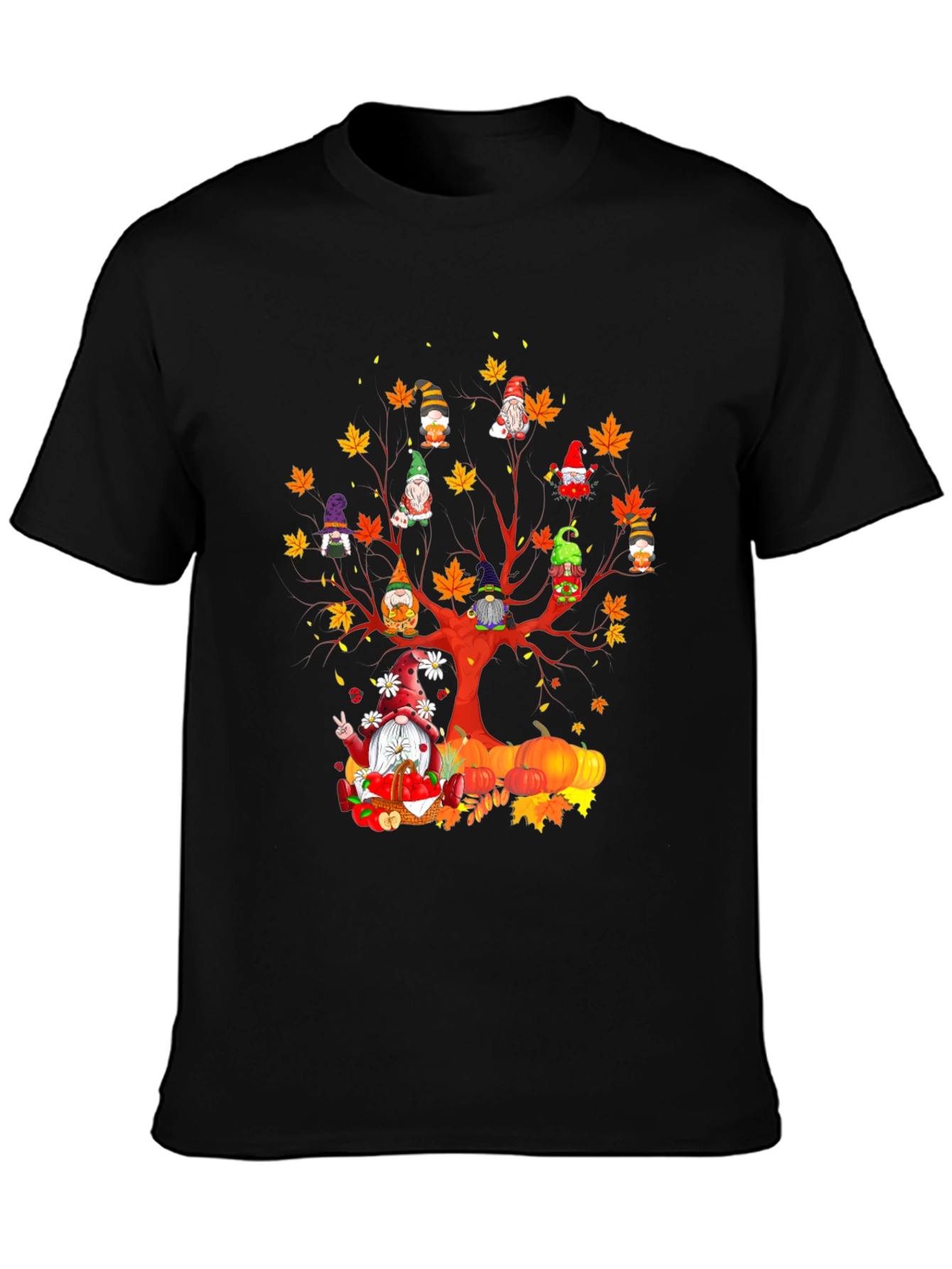 Fall Gnomes T-Shirt - Autumn Harvest Tree Design