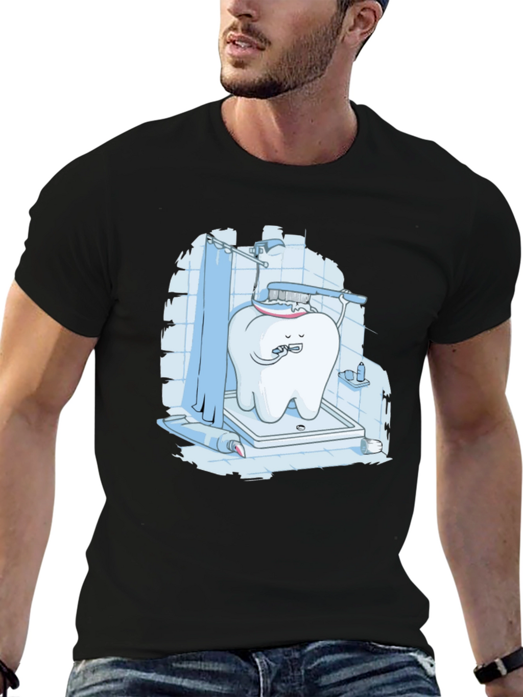 Funny Tooth Brushing in Shower Graphic Tee