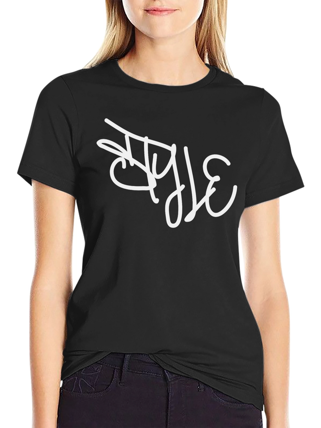 Stylish Black T-Shirt with White Graphic Print