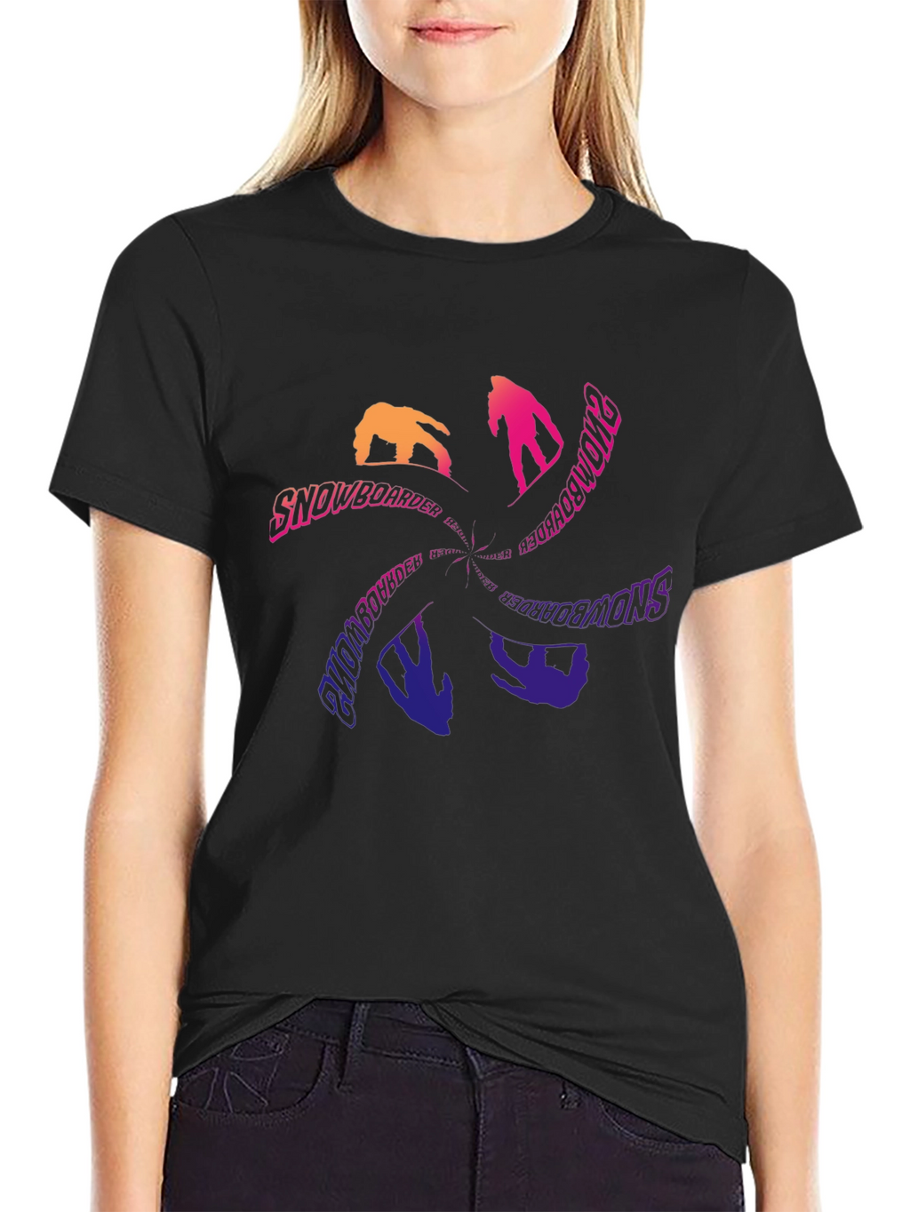 Snowboarder Graphic Tee - Cool Black T-Shirt