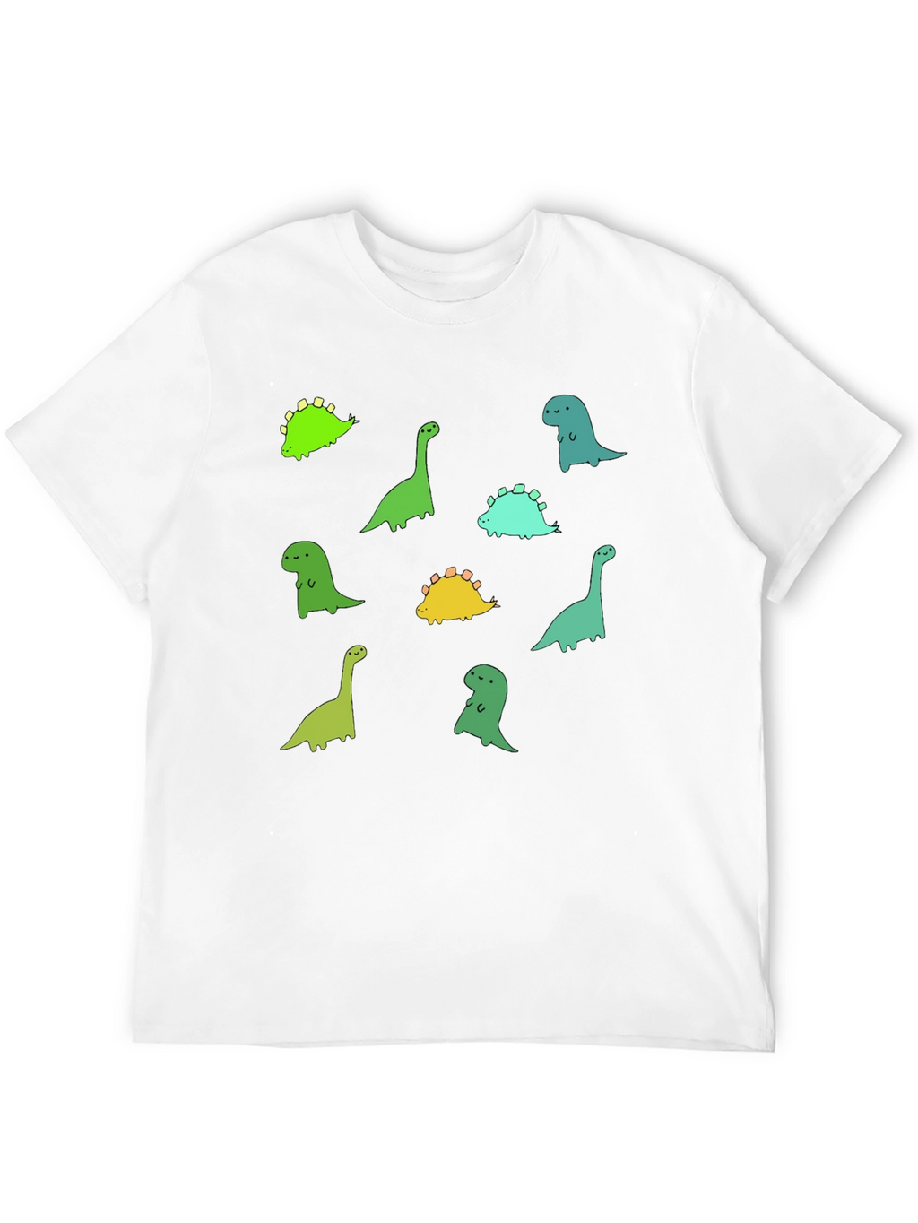 Cute Dinosaur Print Black T-Shirt