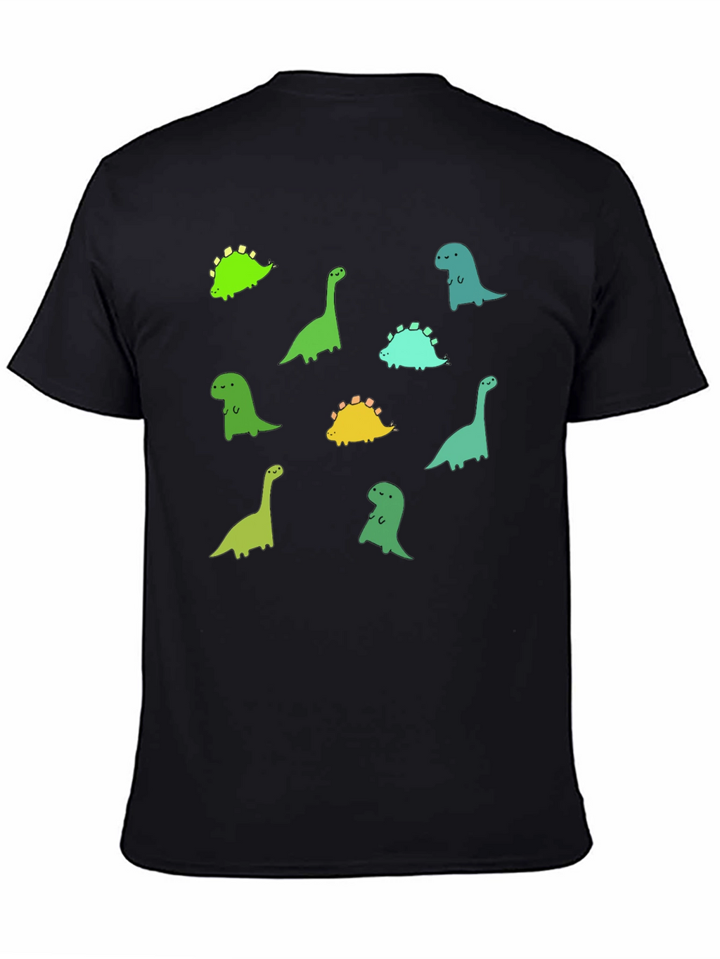 Cute Dinosaur Print Black T-Shirt