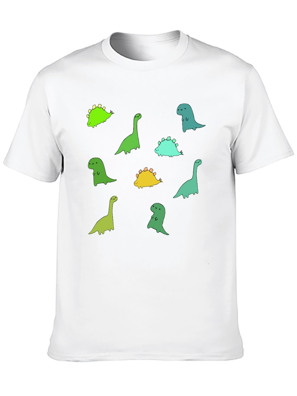 Cute Dinosaur Print Black T-Shirt