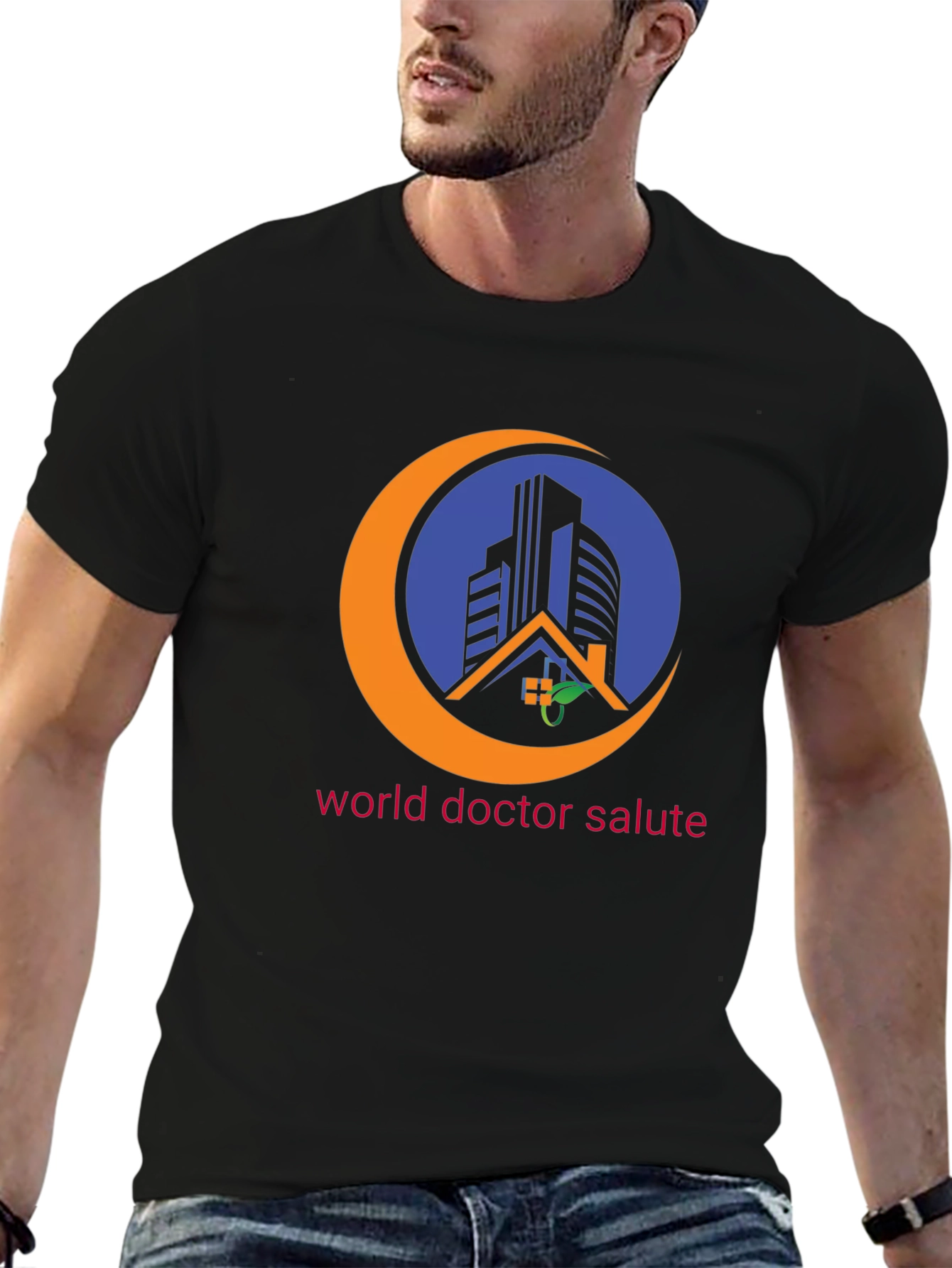 World Doctor Salute Black T-Shirt