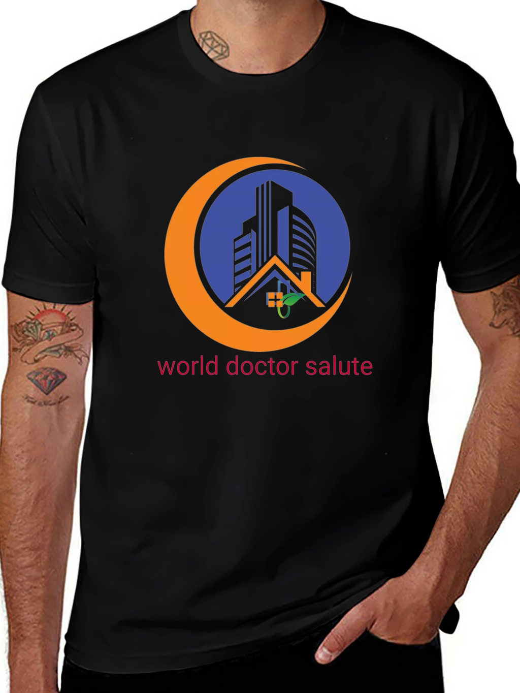 World Doctor Salute Black T-Shirt