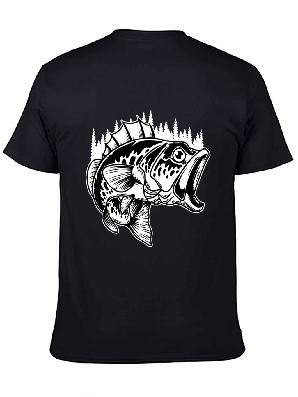 Bass Fishing Graphic Tee - Black Cotton Blend Shirt