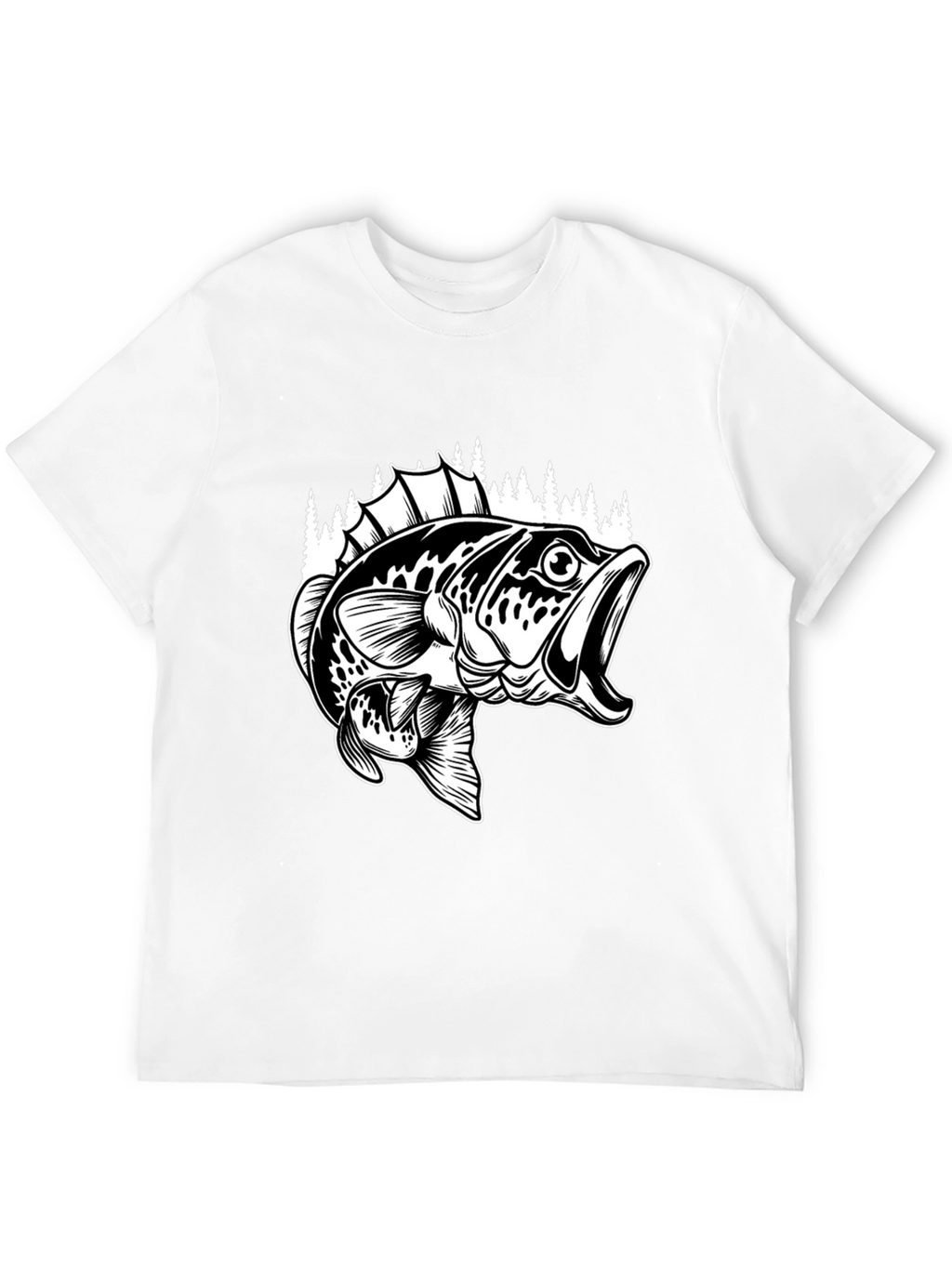 Bass Fishing Graphic Tee - Black Cotton Blend Shirt