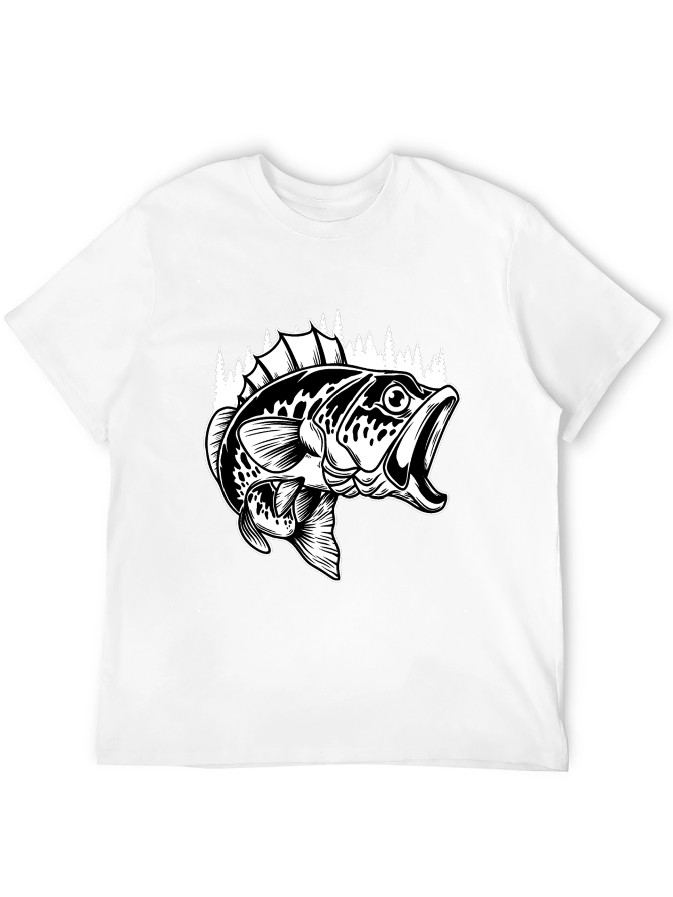 Bass Fishing Graphic Tee - Black Cotton Blend Shirt