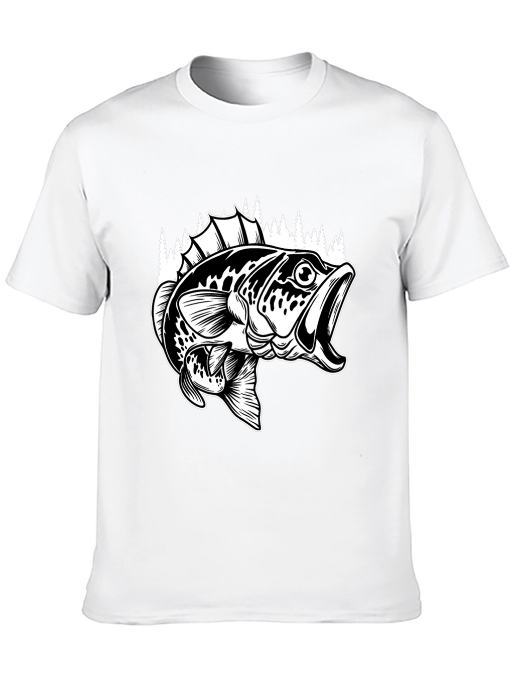 Bass Fishing Graphic Tee - Black Cotton Blend Shirt