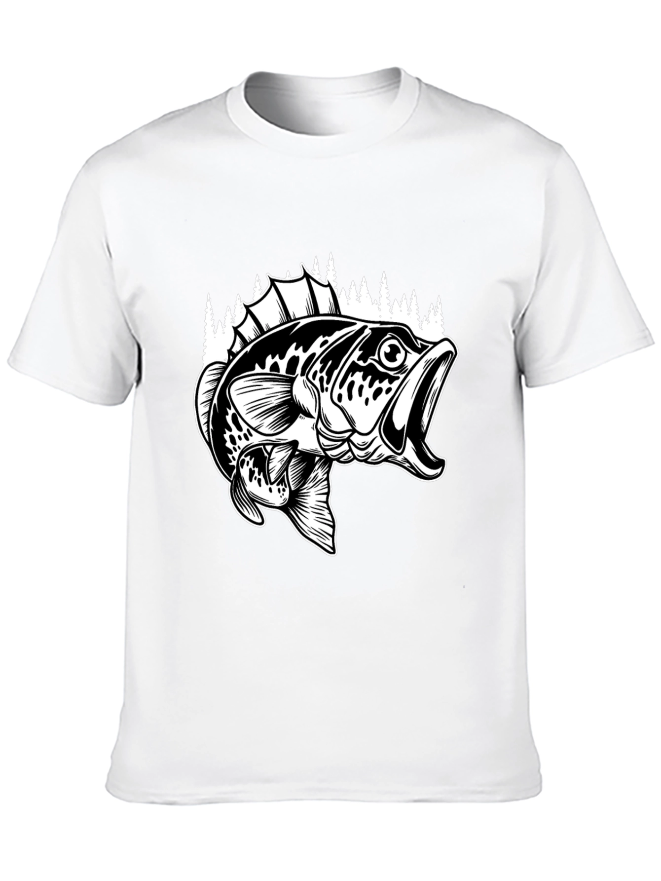 Bass Fishing Graphic Tee - Black Cotton Blend Shirt