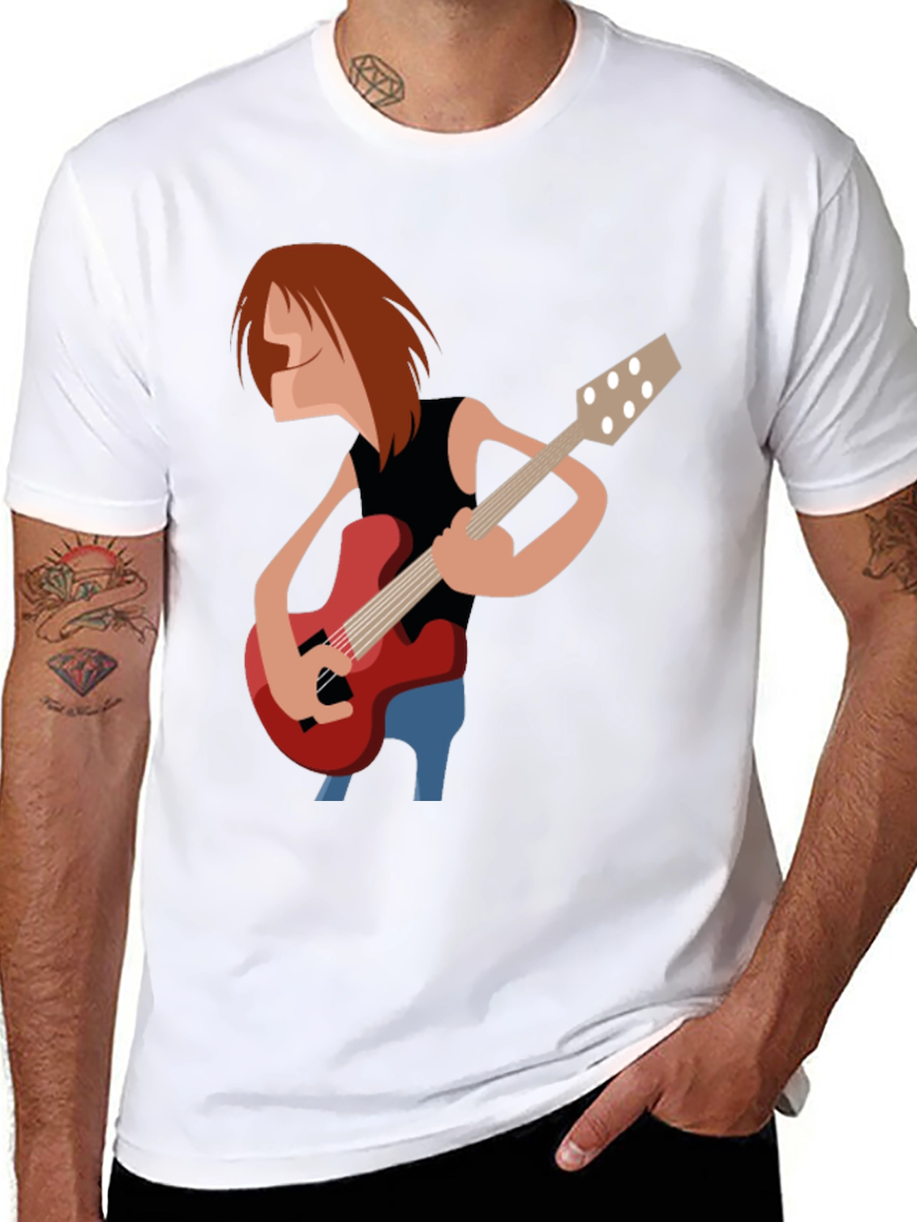 Guitar Player Graphic Tee - Black