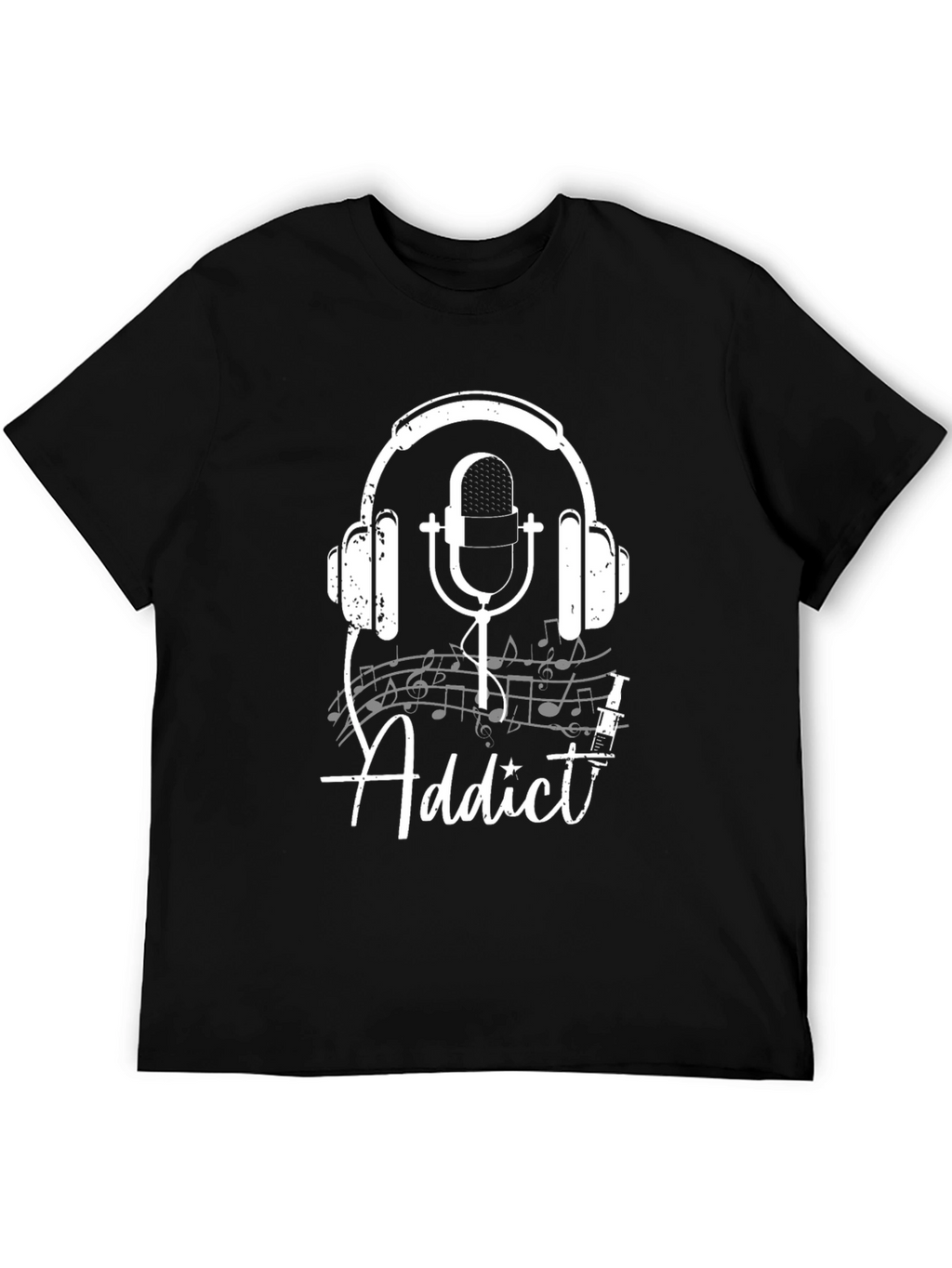 Music Addict T-Shirt - Headphones and Microphone Design