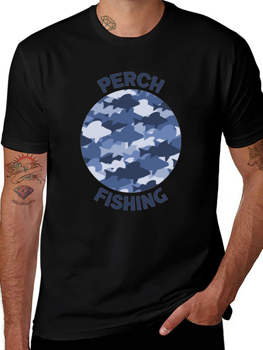 Perch Fishing T-Shirt: Fish Camo Design