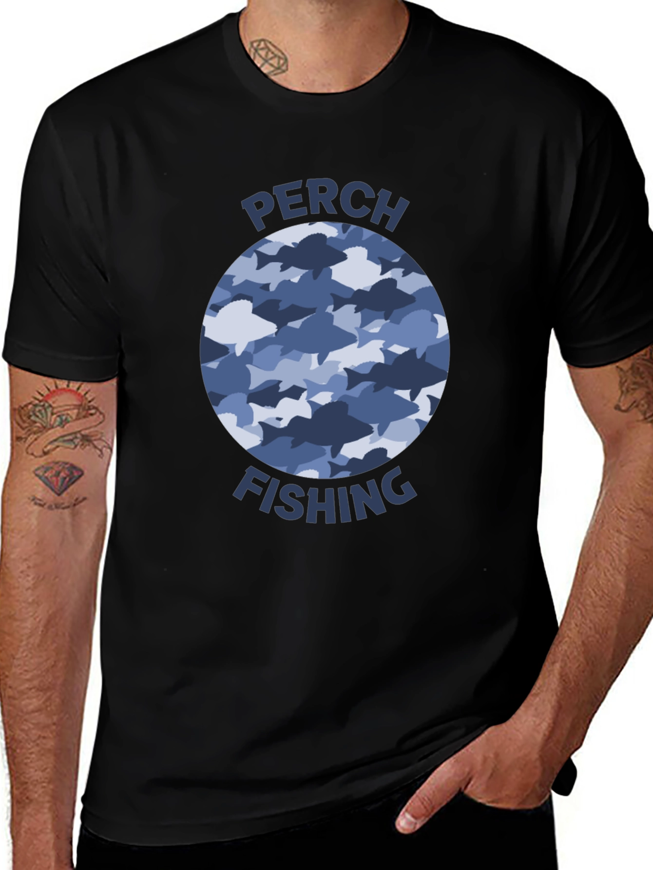 Perch Fishing T-Shirt: Fish Camo Design