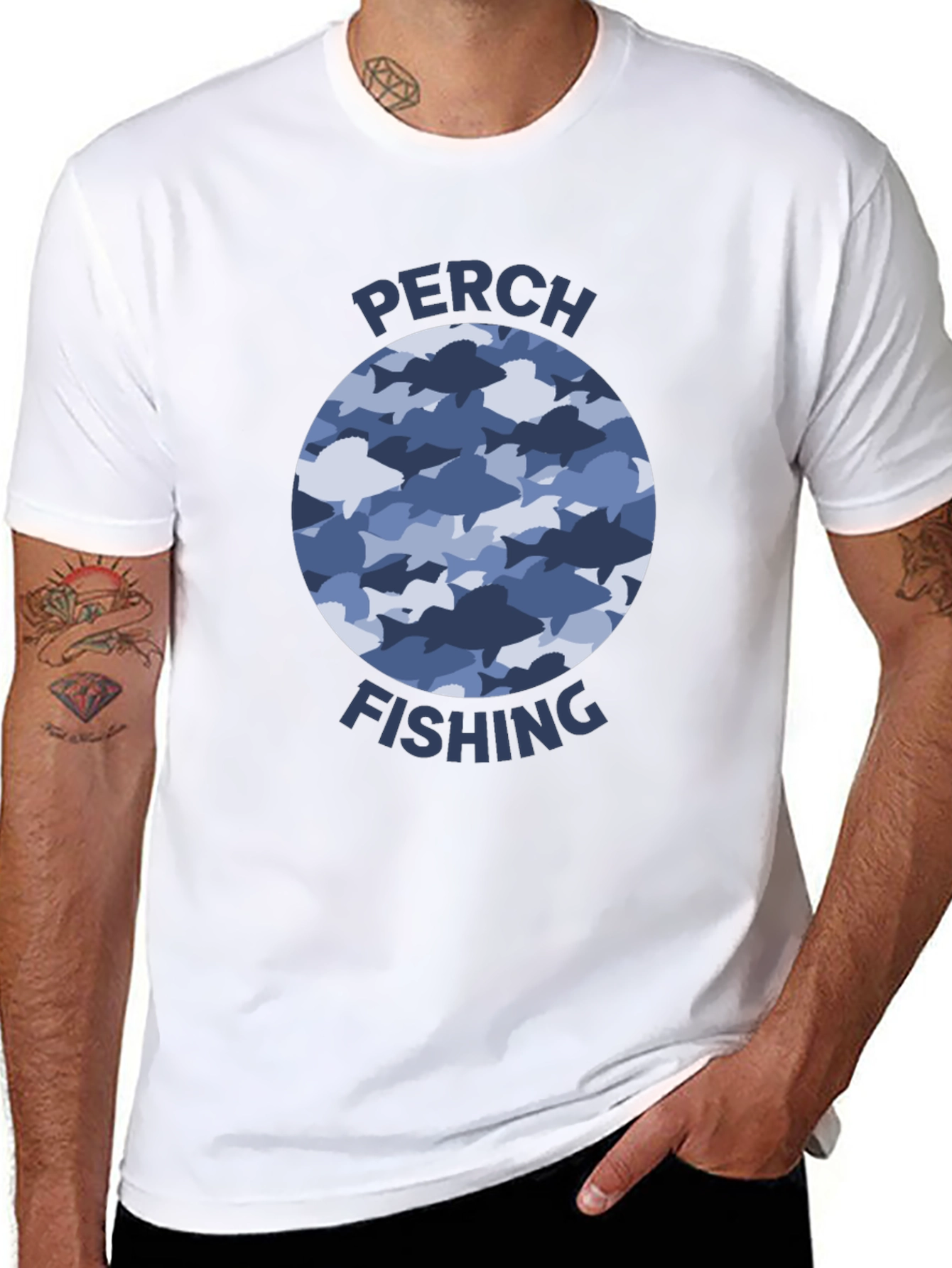 Perch Fishing T-Shirt: Fish Camo Design