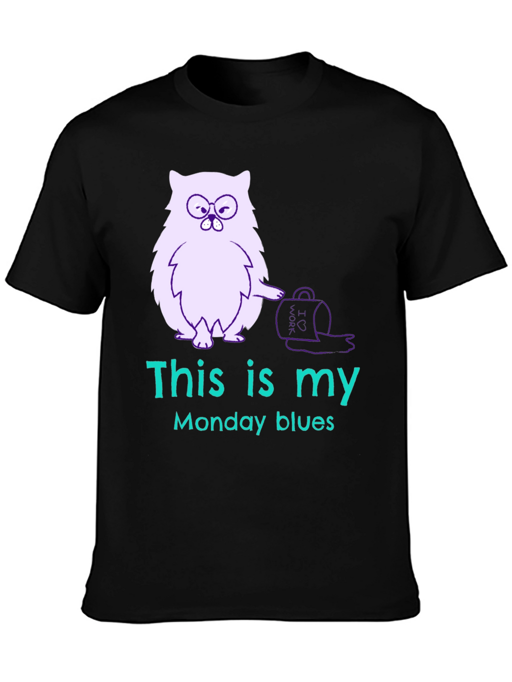 Funny Monday Blues Cat Graphic T-Shirt