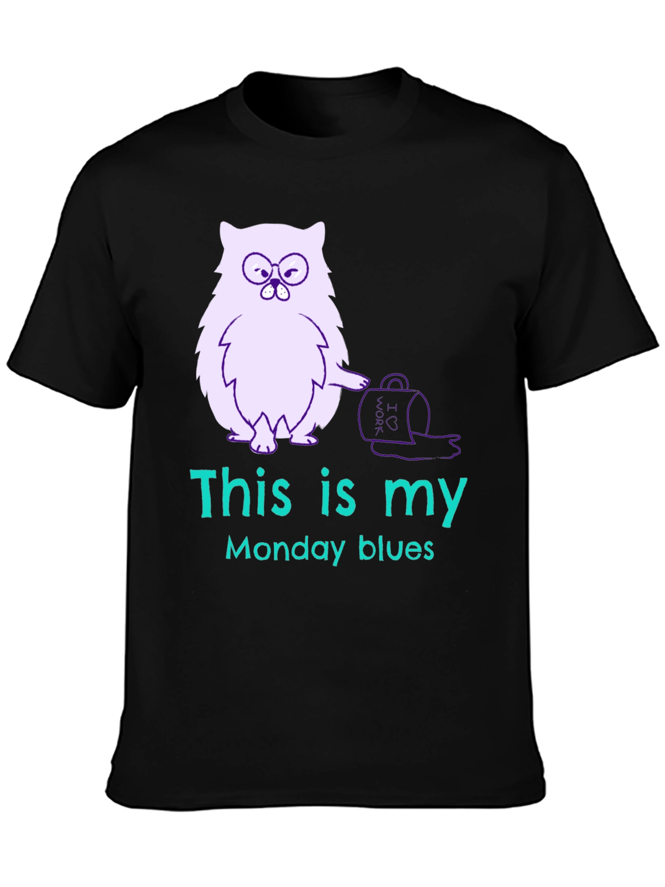 Funny Monday Blues Cat Graphic T-Shirt