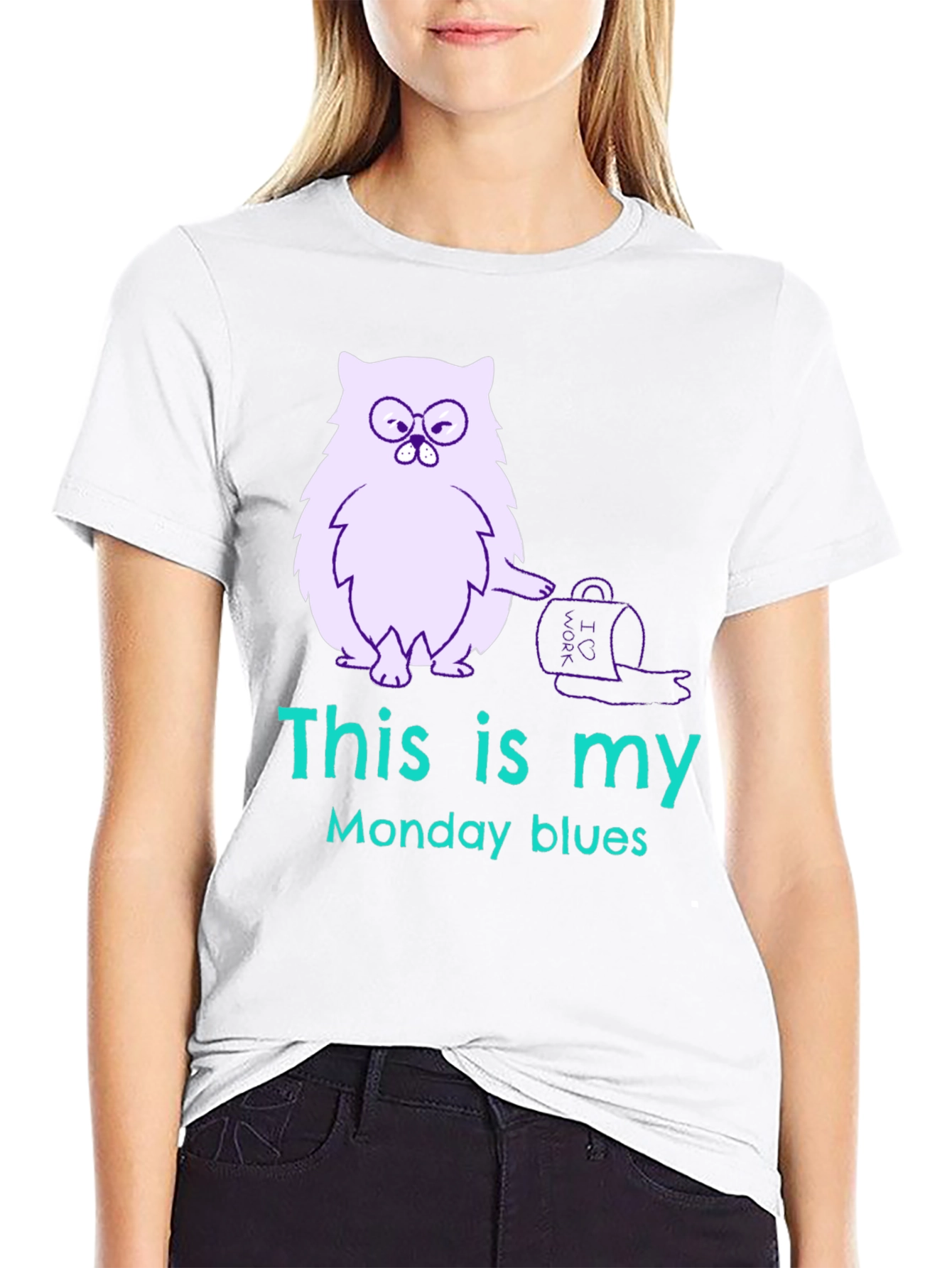 Funny Monday Blues Cat Graphic T-Shirt