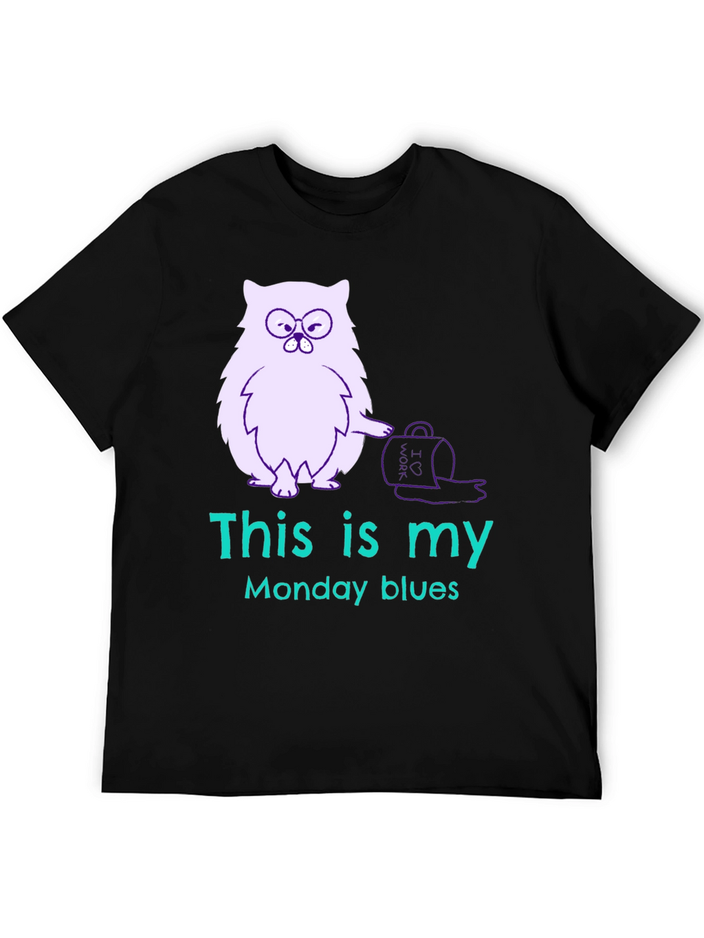 Funny Monday Blues Cat Graphic T-Shirt