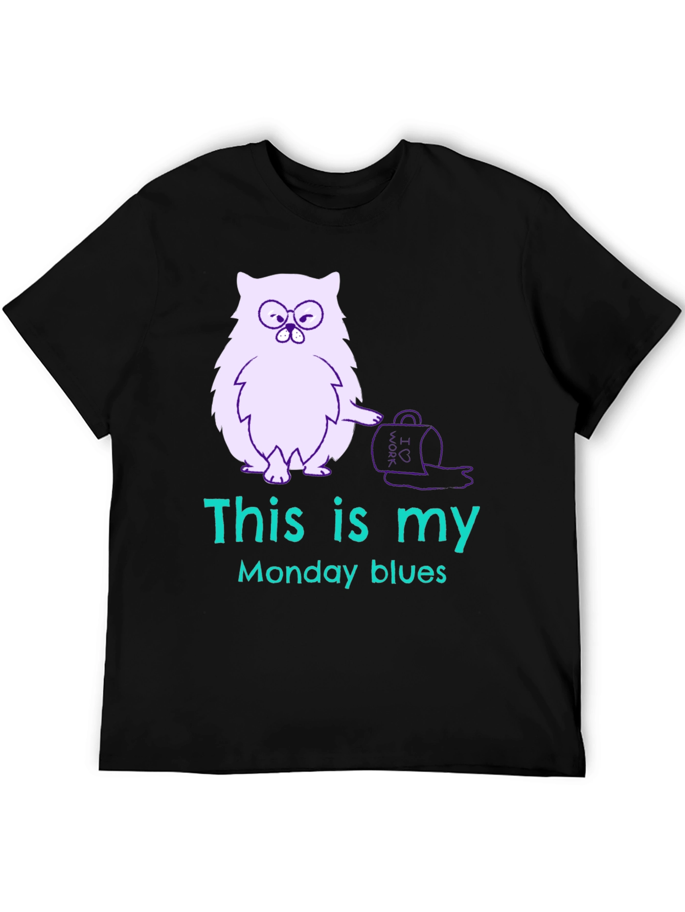 Funny Monday Blues Cat Graphic T-Shirt