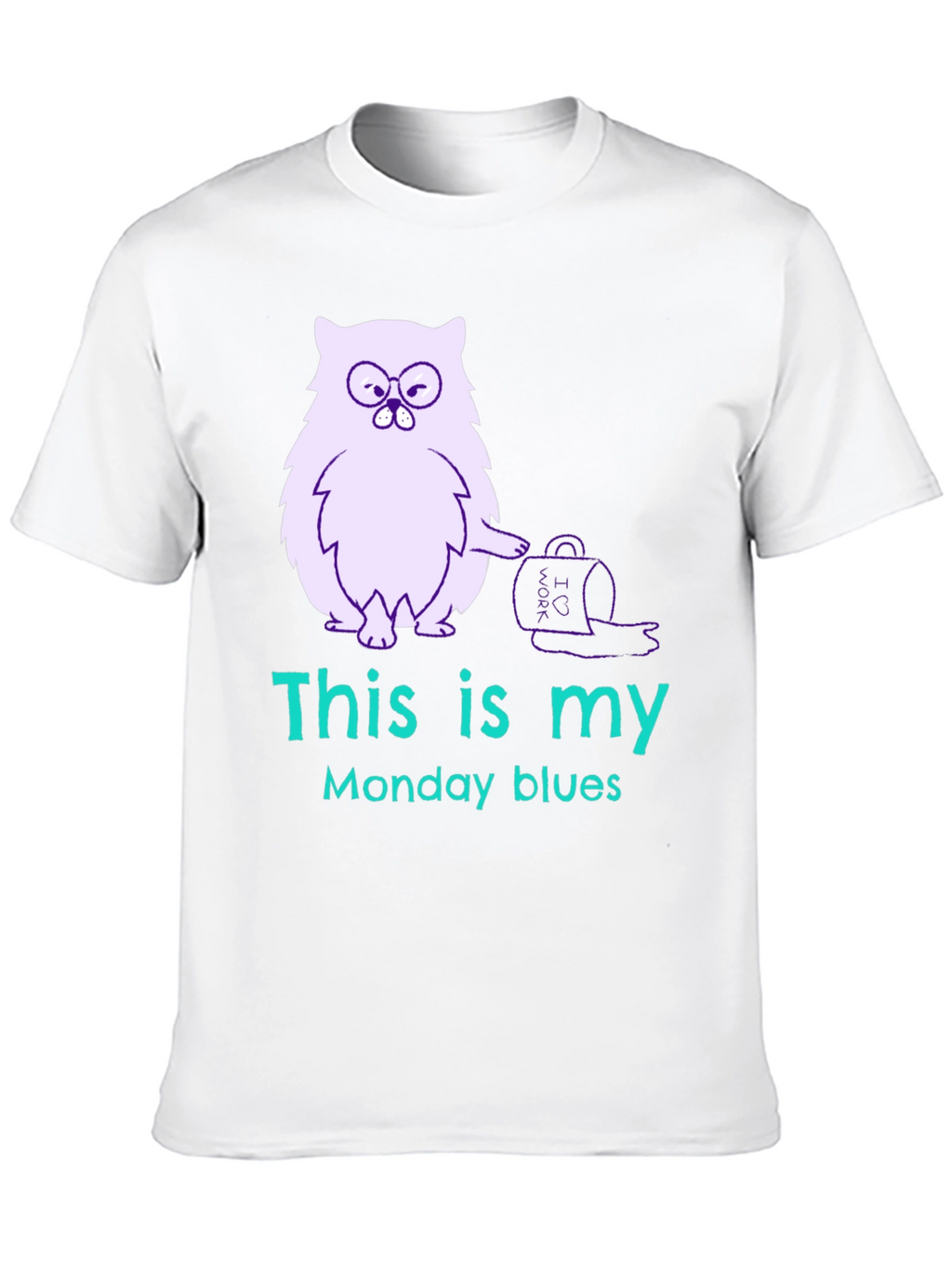 Funny Monday Blues Cat Graphic T-Shirt