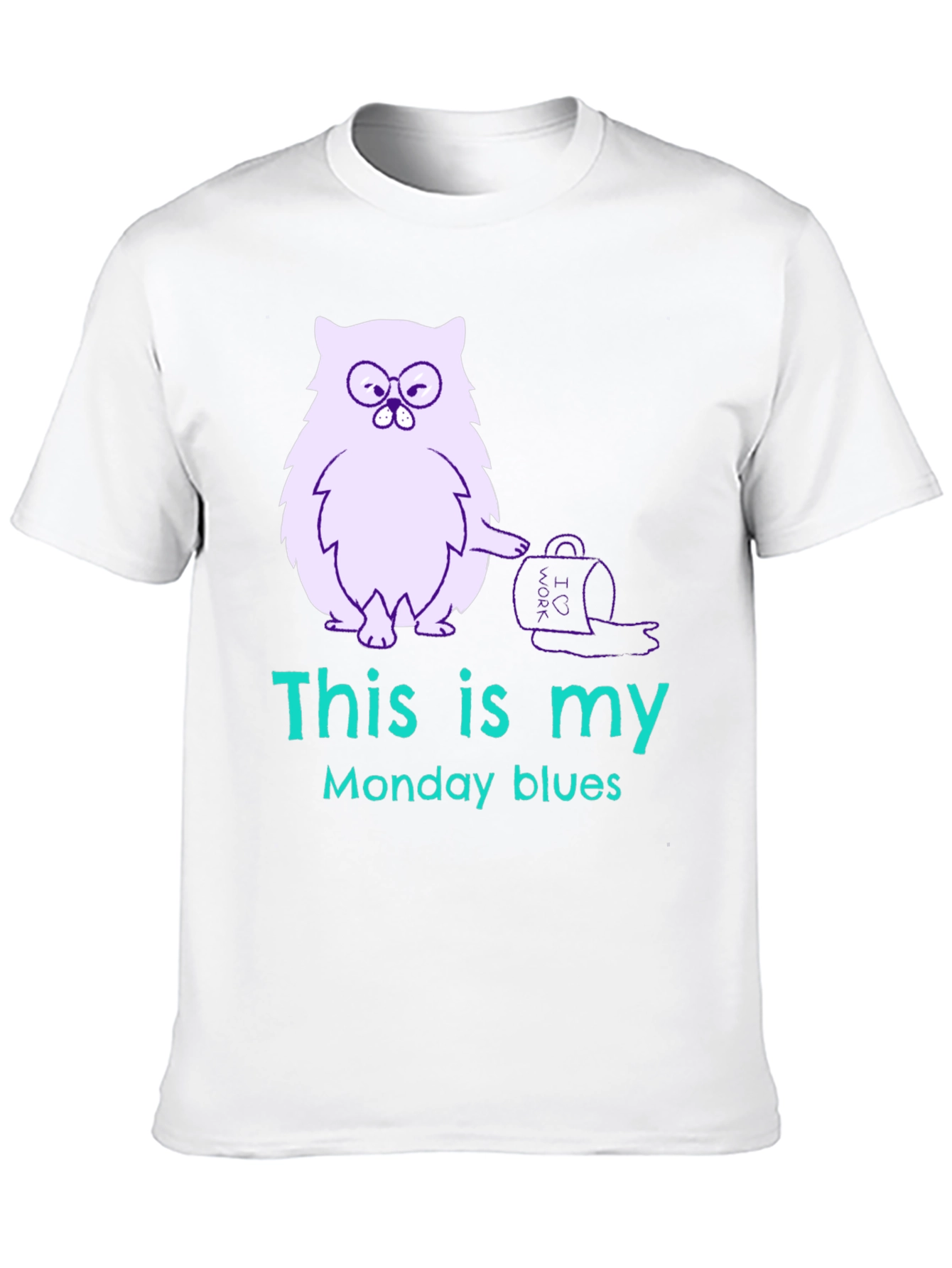 Funny Monday Blues Cat Graphic T-Shirt