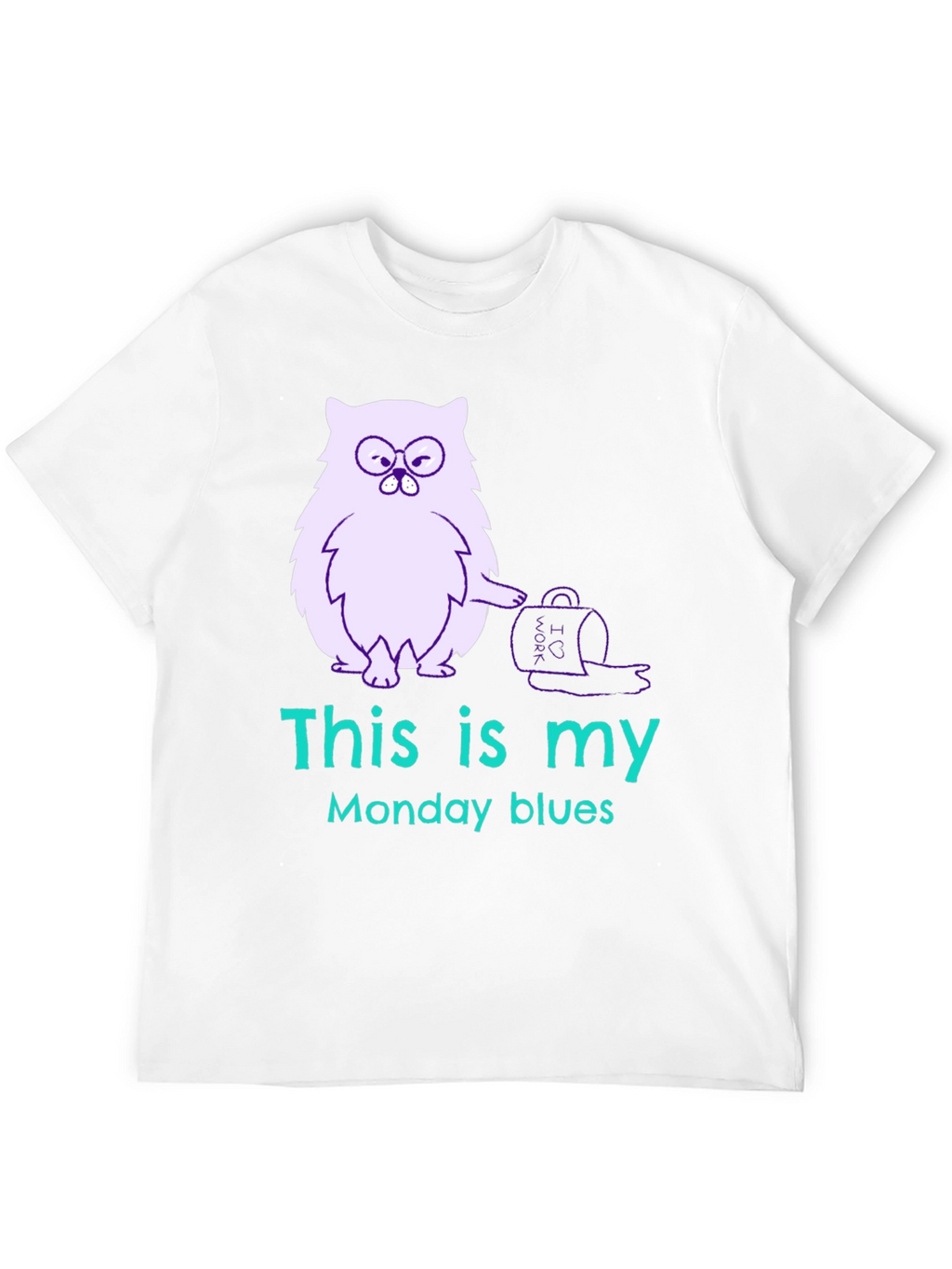 Funny Monday Blues Cat Graphic T-Shirt