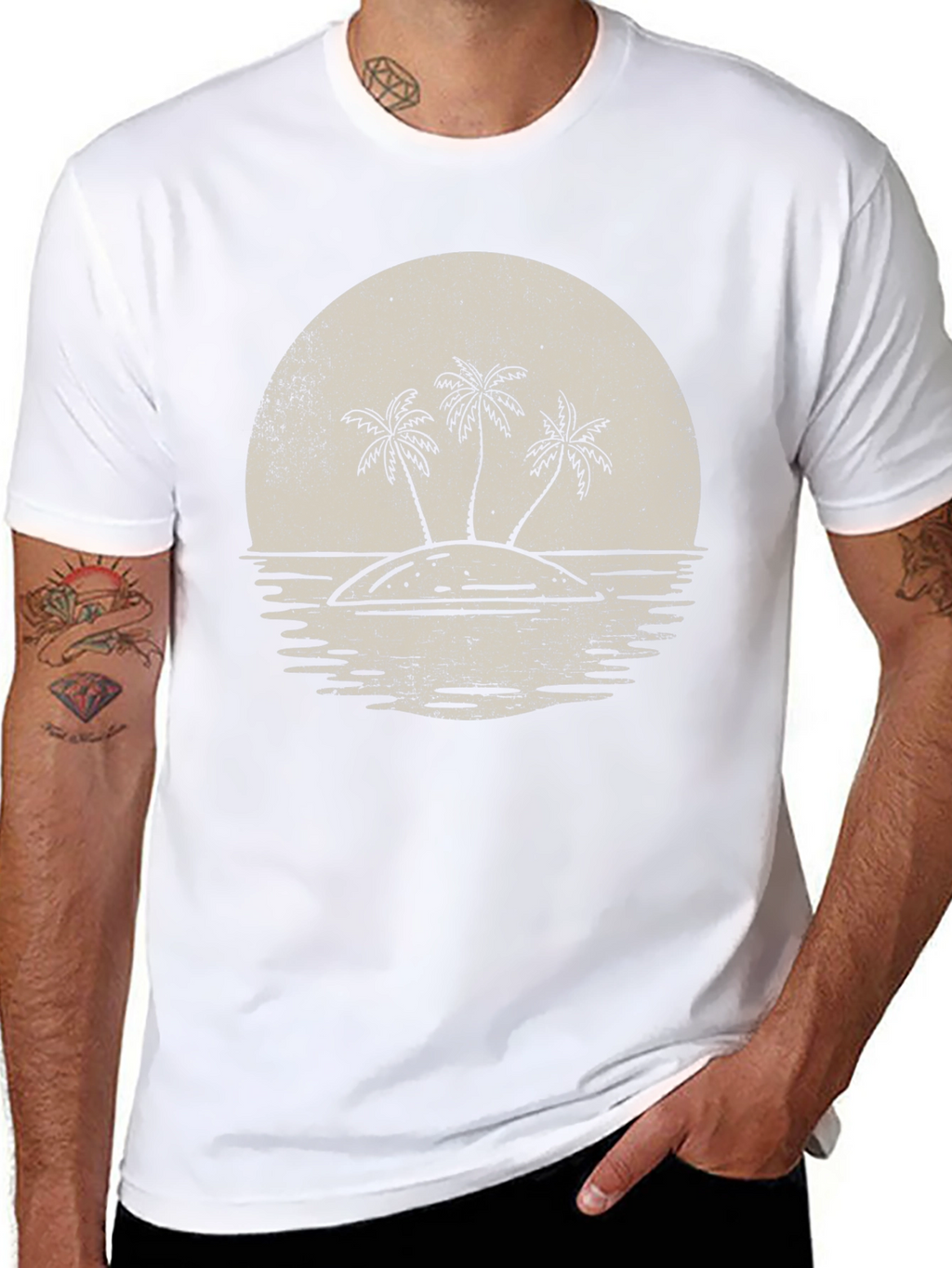 Island Sunset Graphic T-Shirt - Retro Tropical Tee