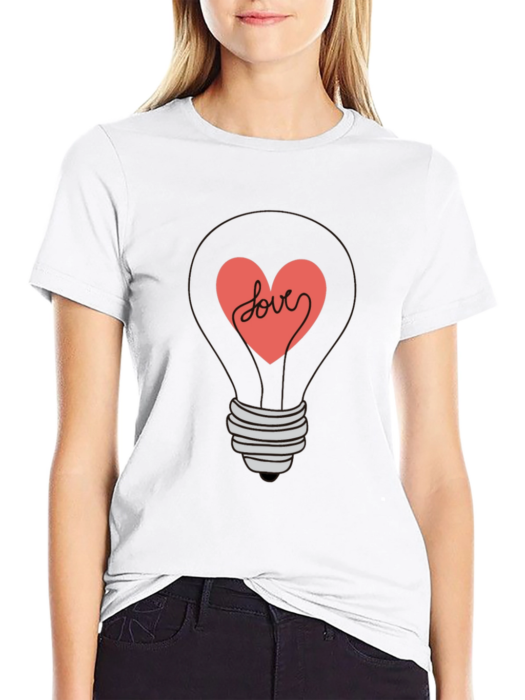 Heart Lightbulb Graphic Tee - Love Design Shirt