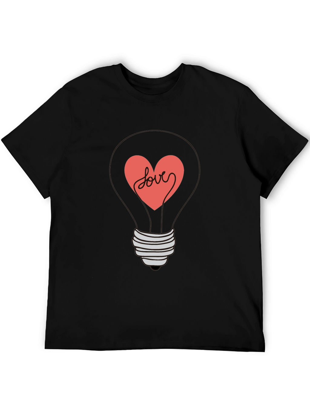 Heart Lightbulb Graphic Tee - Love Design Shirt