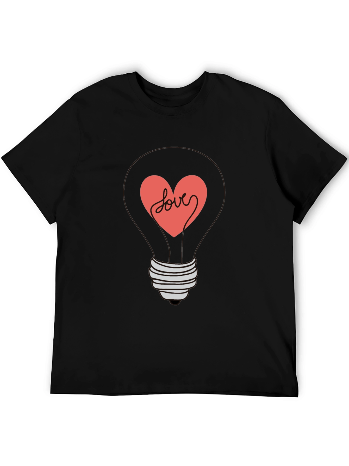 Heart Lightbulb Graphic Tee - Love Design Shirt