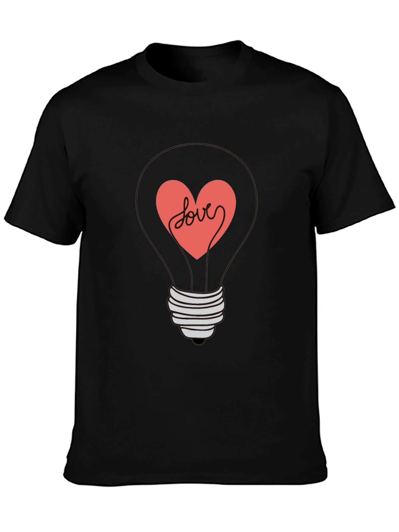 Heart Lightbulb Graphic Tee - Love Design Shirt