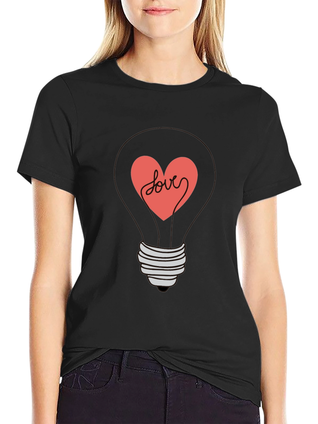 Heart Lightbulb Graphic Tee - Love Design Shirt