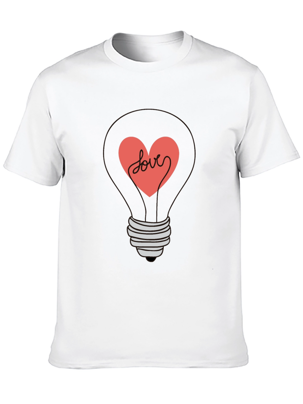 Heart Lightbulb Graphic Tee - Love Design Shirt