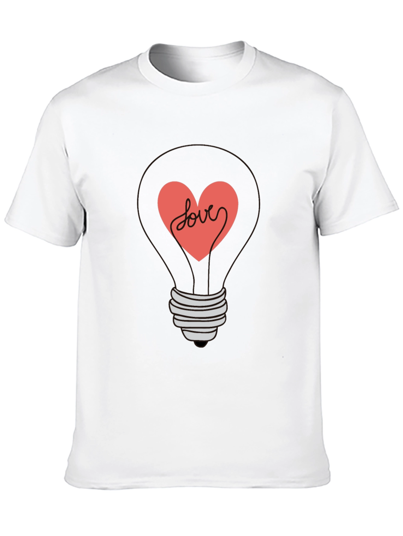 Heart Lightbulb Graphic Tee - Love Design Shirt