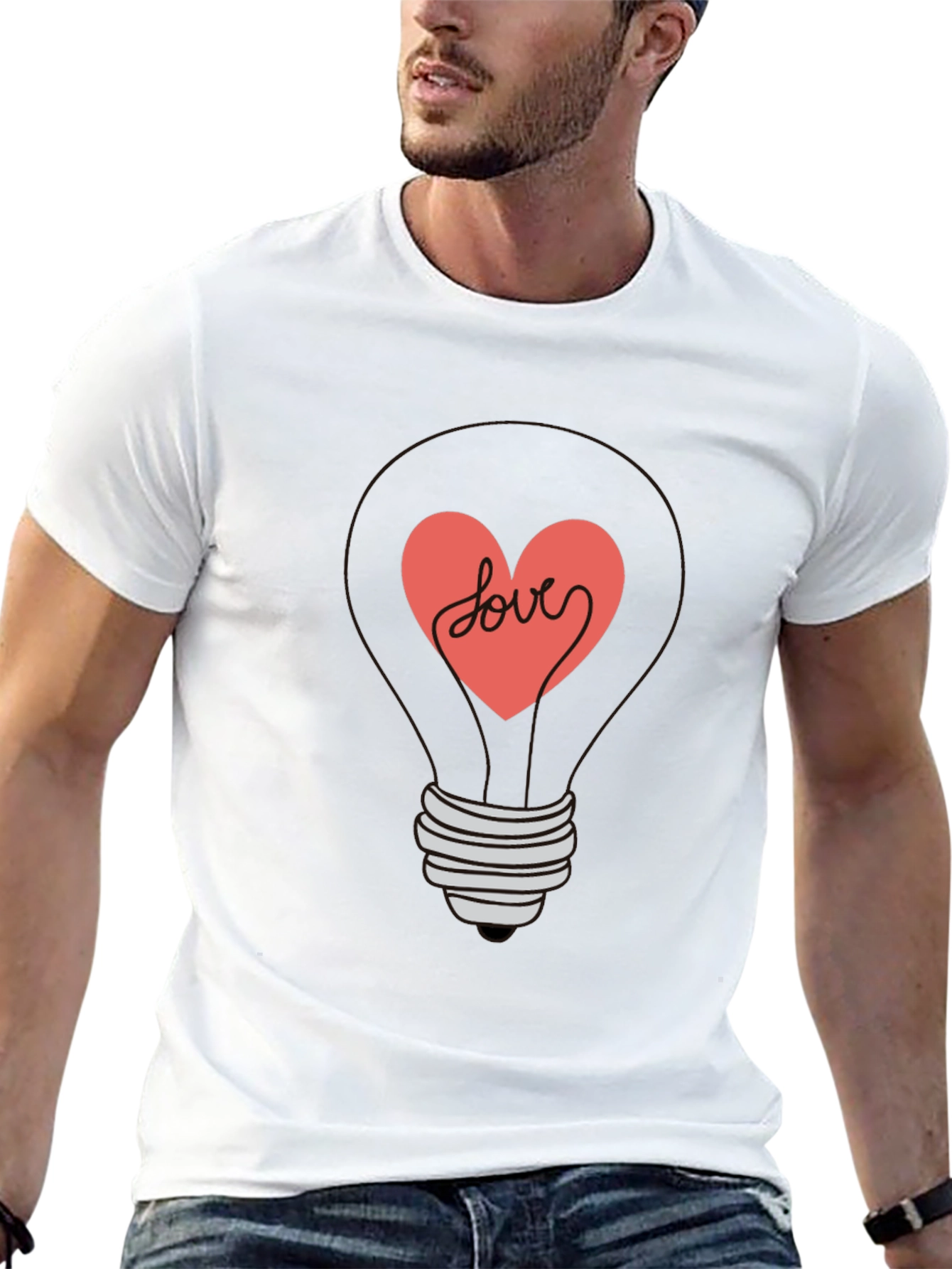 Heart Lightbulb Graphic Tee - Love Design Shirt