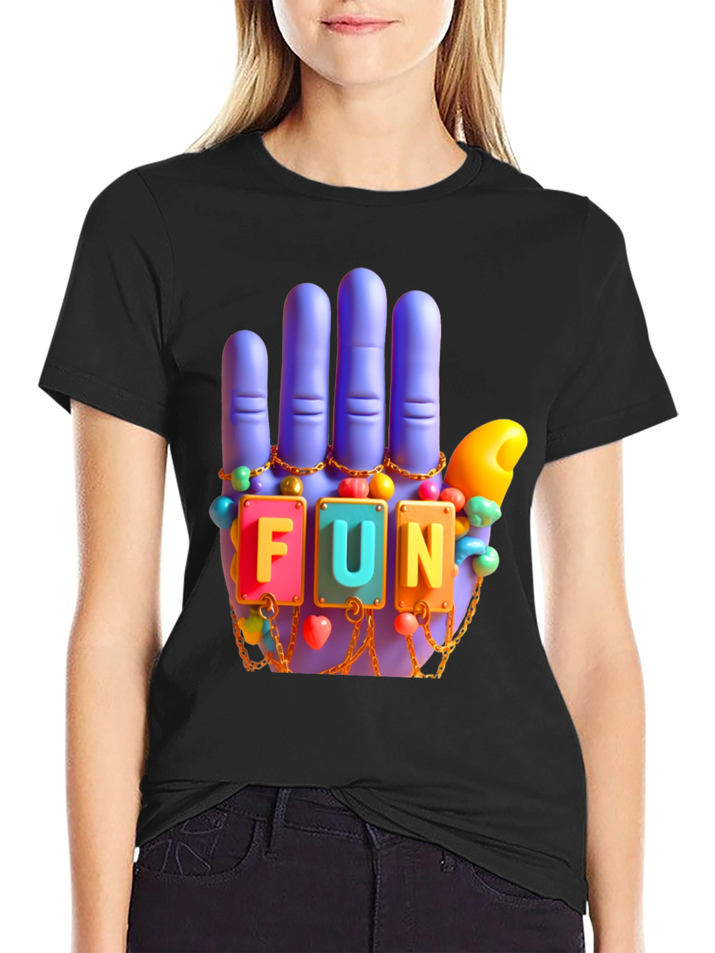 Funky Hand T-Shirt - Black Tee